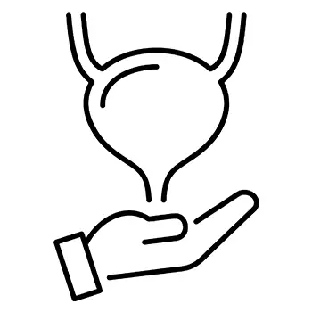 Icon of a Open palmed hnd under a bladder