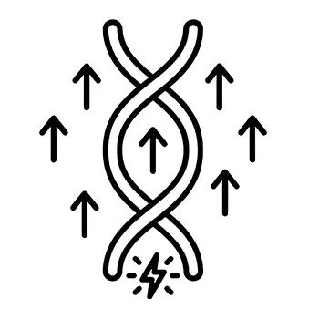 Icon of a DNA Helix encircled by upward arrows