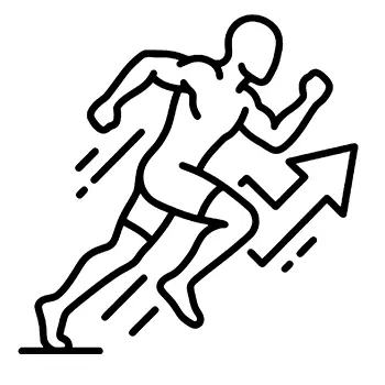 Icon of athletic male running forward with great speed