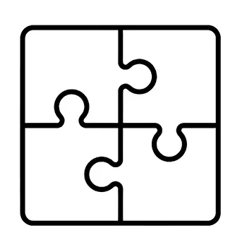 Icon of 4 puzzle pieces arranged in a square