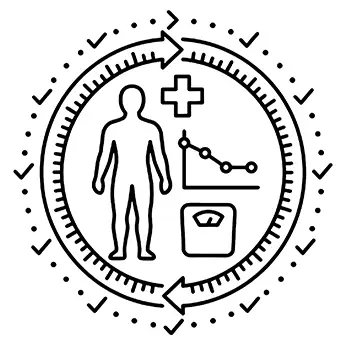Icon of a circle encompasing a full body silhouette