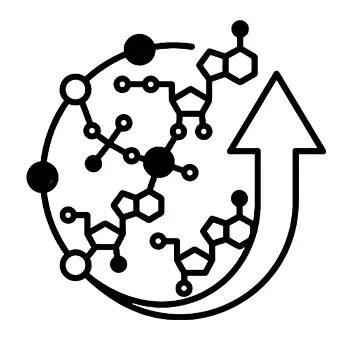 Icon of a fluster of DNA encircled by and arrow
