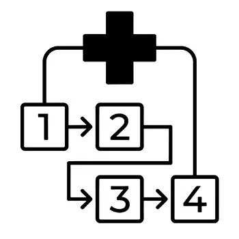 Icon of a Dark plus with an array of numbered squared in descending order